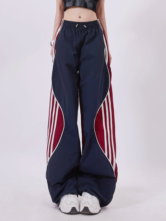 Rayohopp Storm Pants Women's Spring American Retro Trendy Brand Color-Blocked Outdoor Mountaineering Loose Casual Cargo Pants bf
