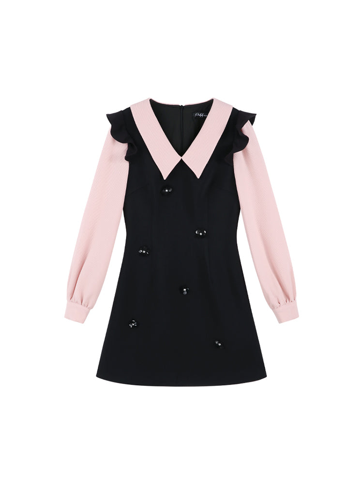 Scinch waist Black Pink Dress