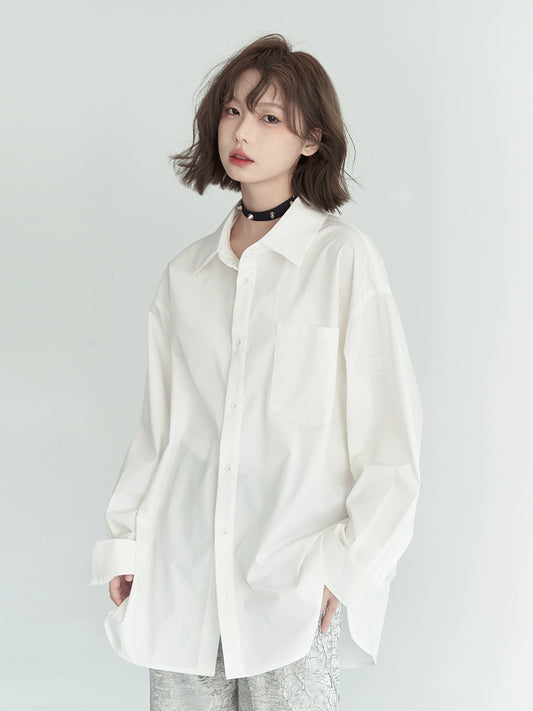 Museum of Gravity Solid Color Long Sleeve Shirt Women's Spring 2024 New Everyday Versatile Loose Top