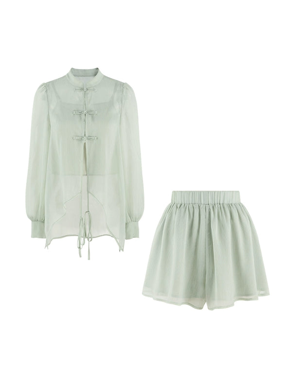 Chinese French top + chiffon pants