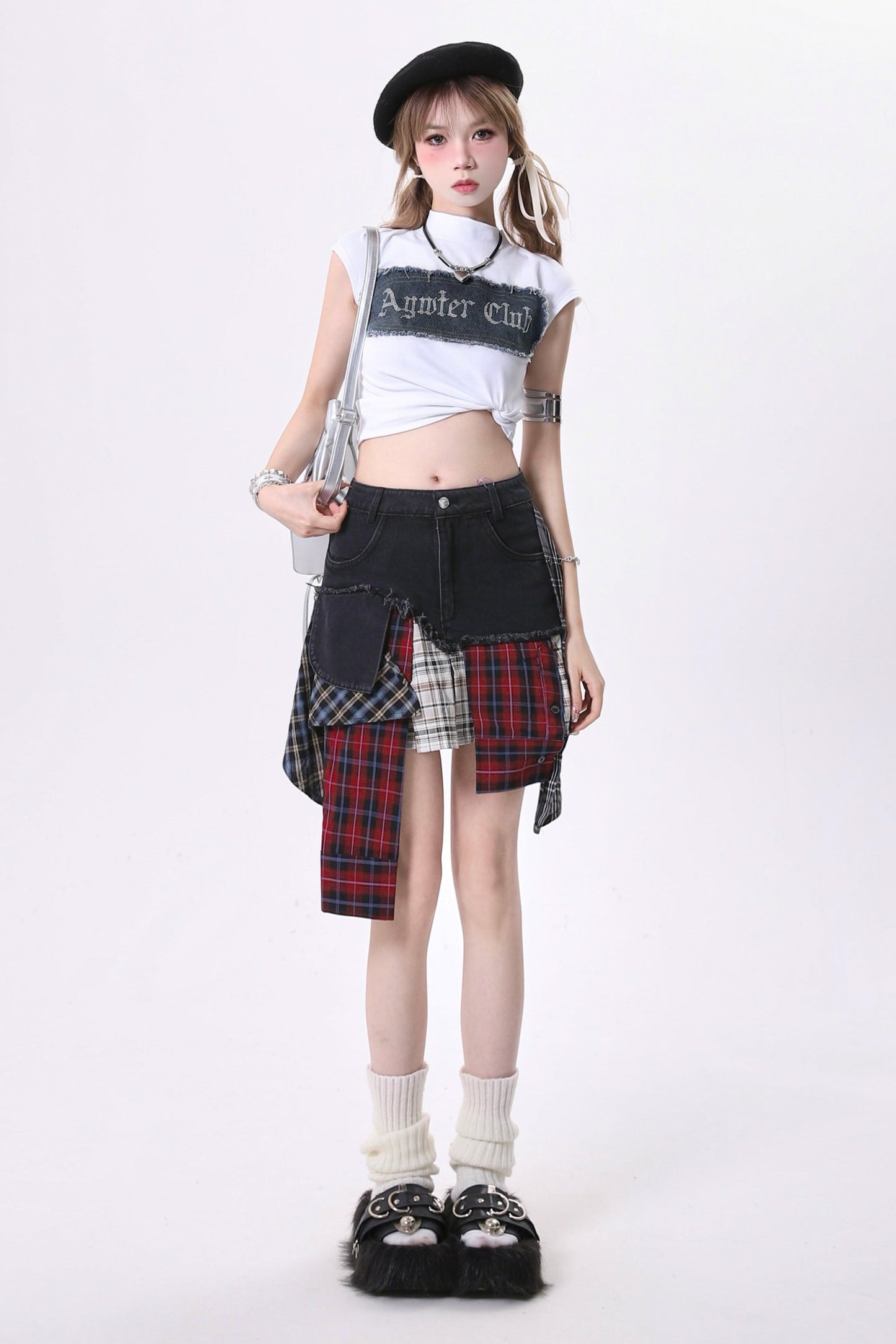 Irregular Splicing Hot Girl Denim Skirt