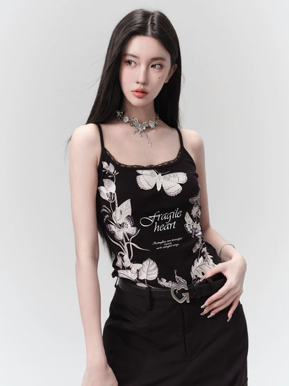 [Spot] Fragile Store The Vibes of Irises American Spice Girl Butterfly Print Camisole Temperament Beautiful Vest