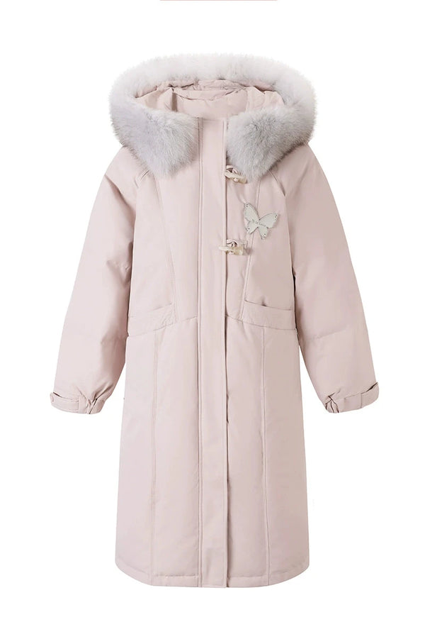 フォックスファーバタフライロゴダウンコート