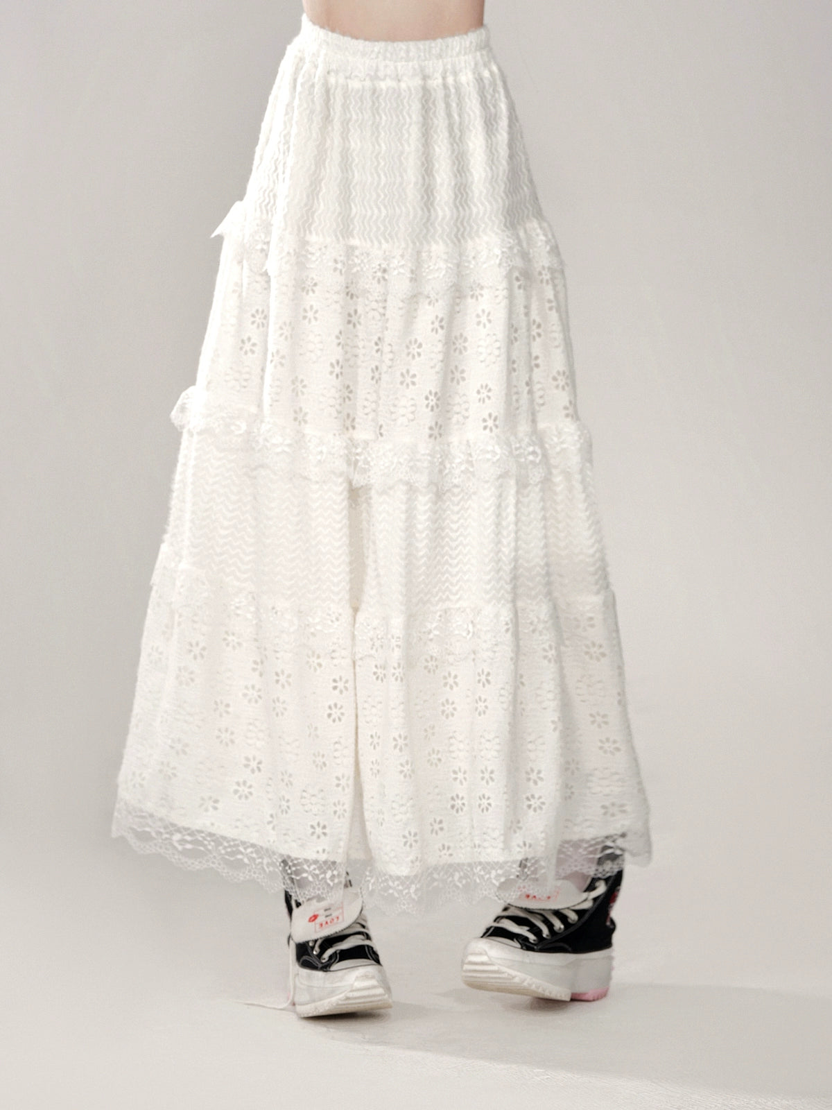 Sweet girly white long skirt