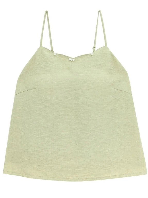 Summer Green Retro China Top + Inner Camisole + Long Skirt