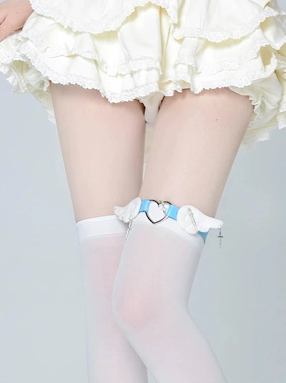 Sheer High Socks + Wing Leg Rings