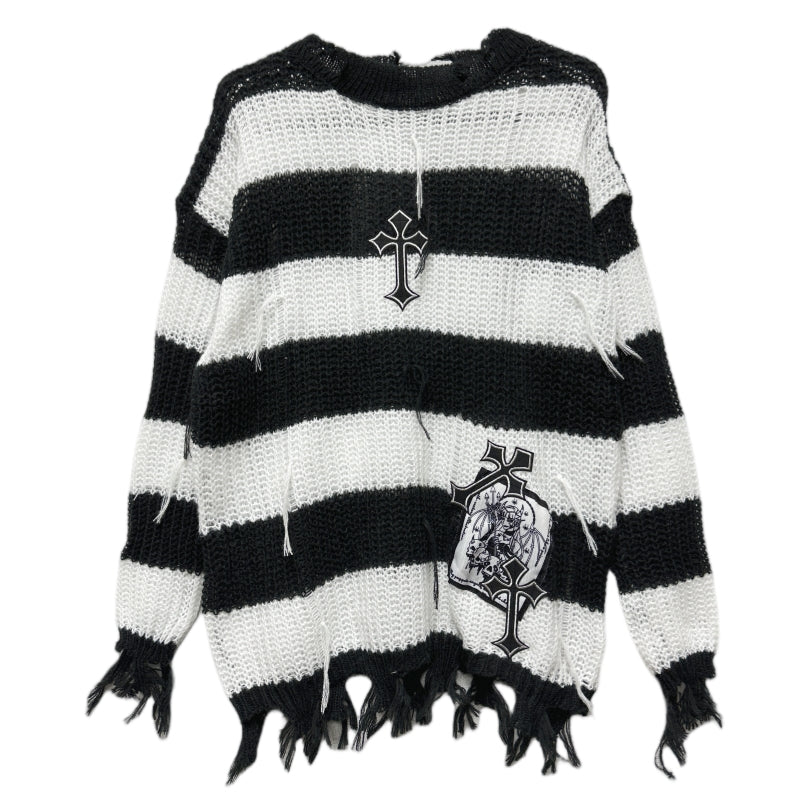 Loose Stripe Wool Knit Sweater