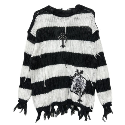 Loose Stripe Wool Knit Sweater