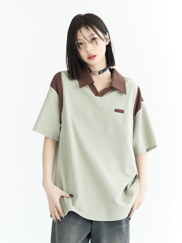 コントラストカラールーズトップポロシャツ