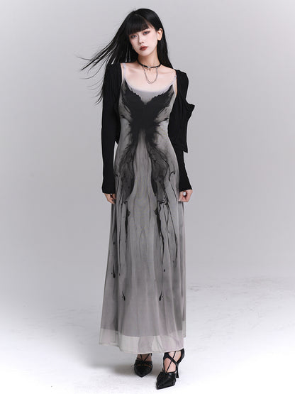 Ghost Girl Gray Suspender Dress