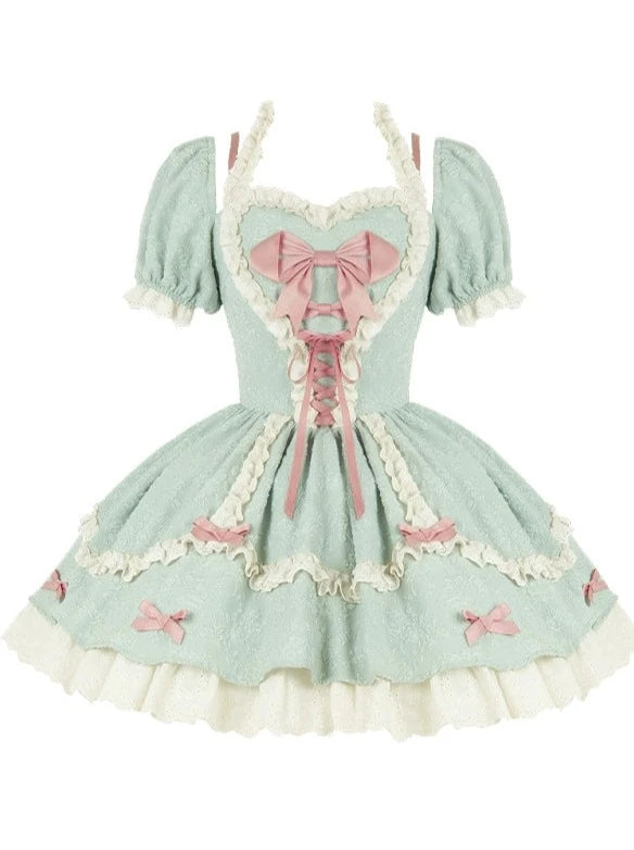 Lace-up Ribbon Lolita Dress + Fairy Inner Skirt + Headband
