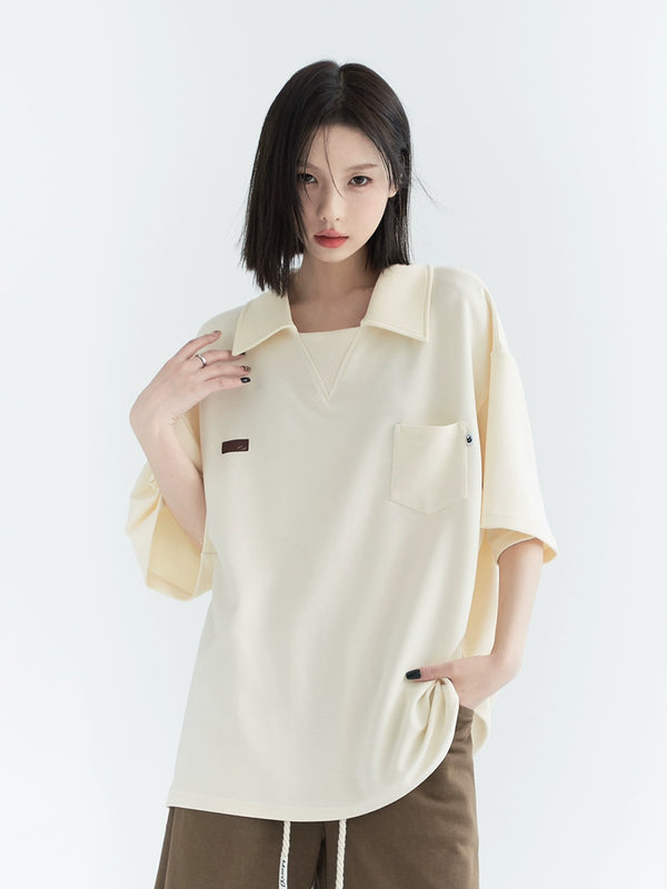 Vネックポロルーズサマートップス