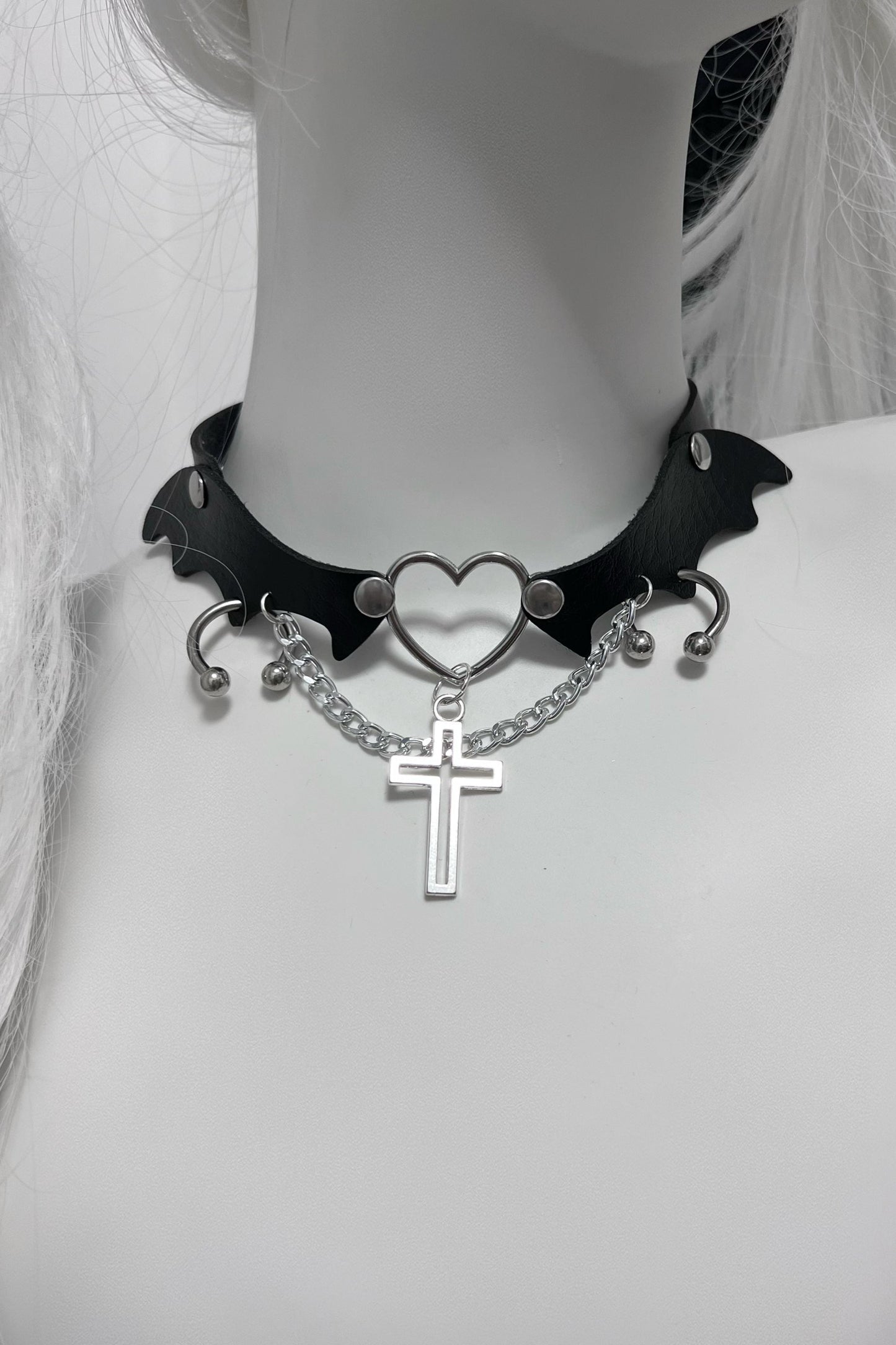 Dark Gothic Wing Cross Necklace