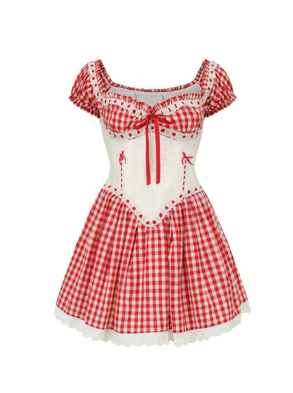 Retro Girly Gingham Check Dress