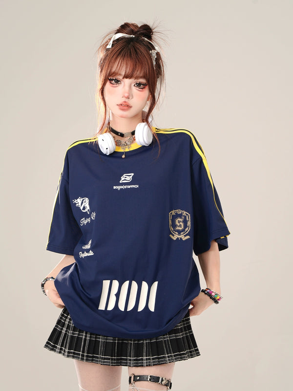 ボーイッシュスポーティールーズトップス