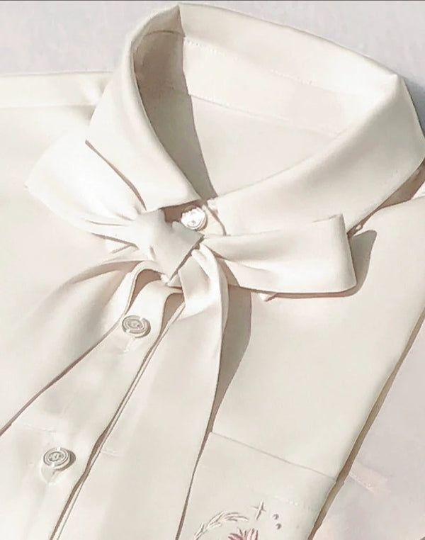 サクラノート昭和レトロ羽織ジャケット＋シフォンリボンシャツ＋市松スカート＋ダークグレースカート＋ブローチ