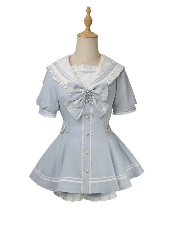 [Producto reservado] Blusa peplum con cuello de marinero + pantalones cortos