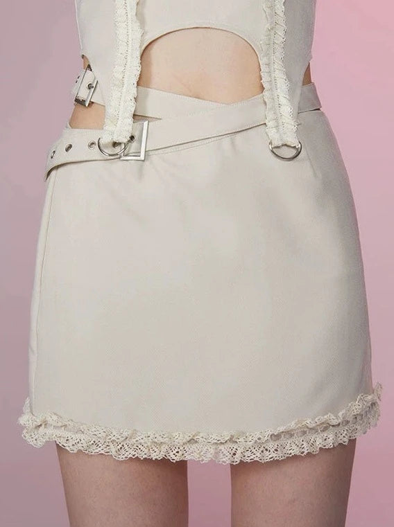 Side Buckle Camisole Plus Short Skirt