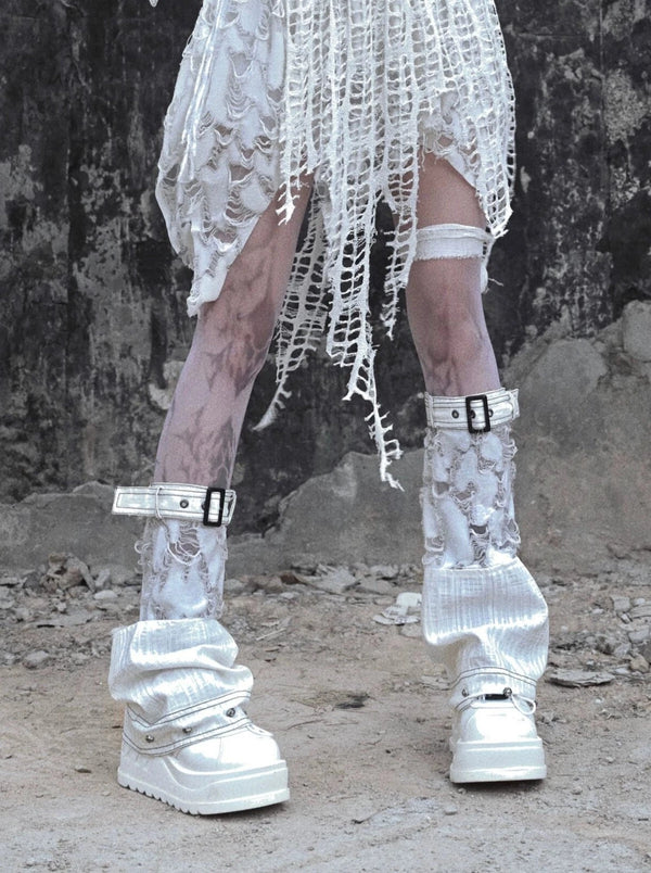 Belt White Gothic Leg Warmers