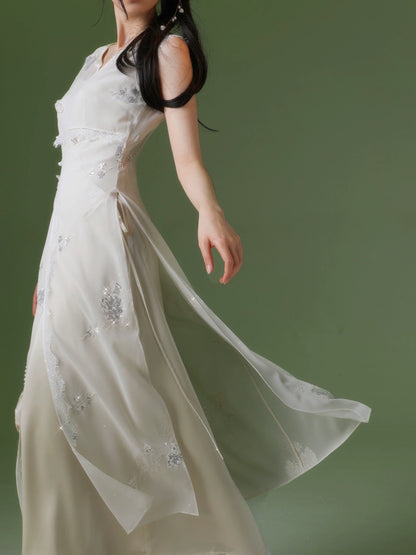 Silver Flower Dress + Shawl