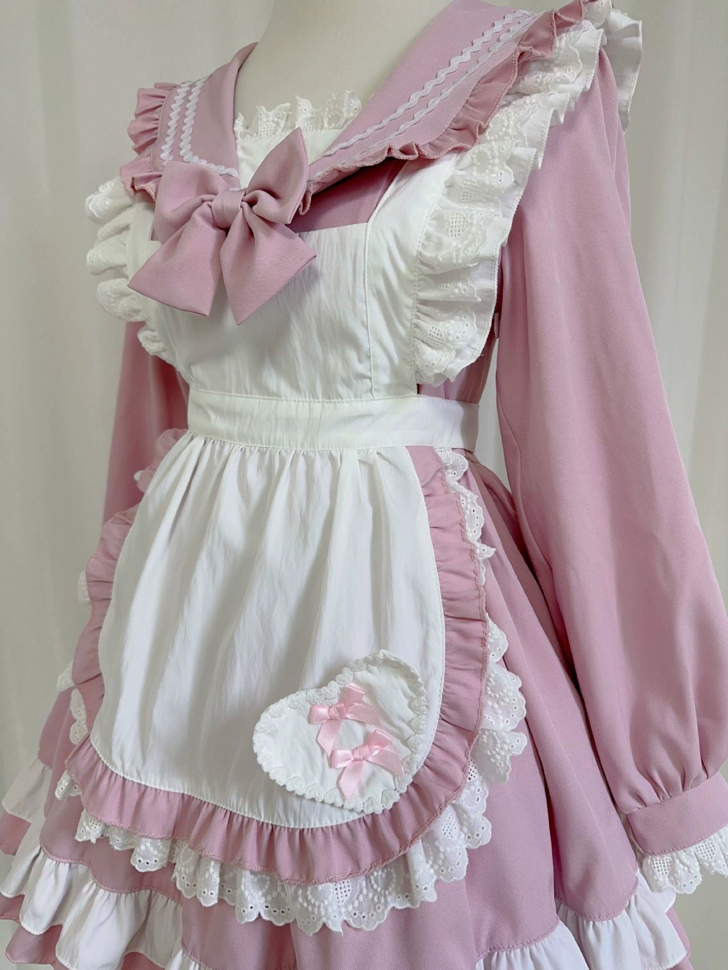 Original sweet collegiate style dog short sailor maid Lolita dress lolita apron dress