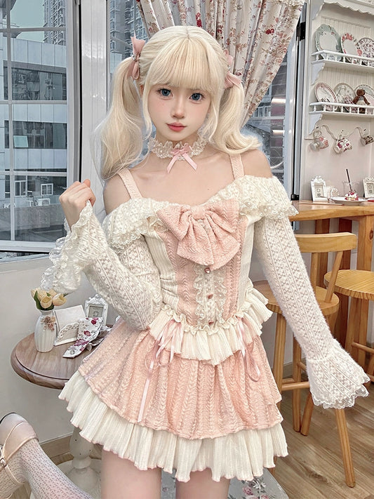 Spring New] Ochaya Cheese Sweet Berry Sweet Spice Girl Princess Milk Good Pure Desire Cake Skirt Set