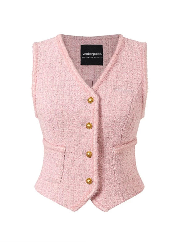 スリーカラースモールフレグランスデザインステッチベスト