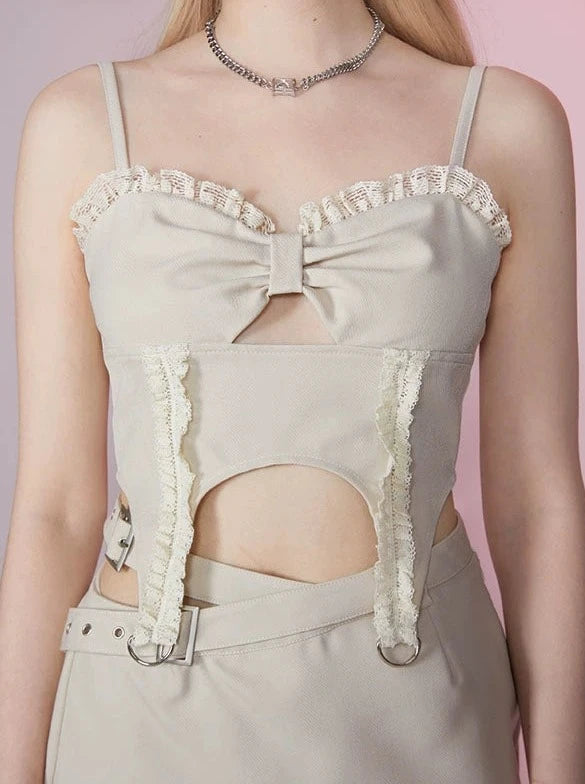 Side Buckle Camisole Plus Short Skirt