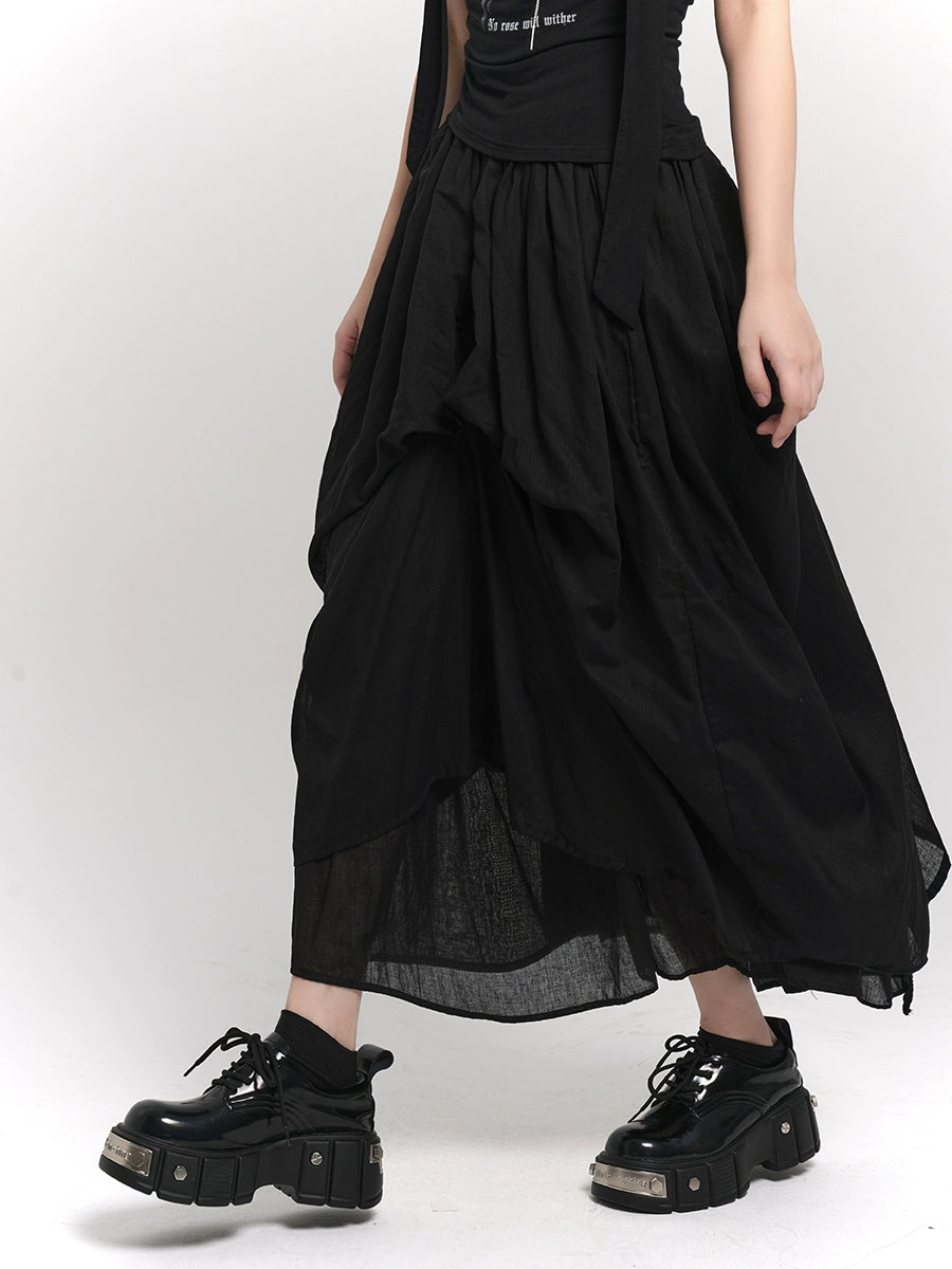 Dark black summer long skirt