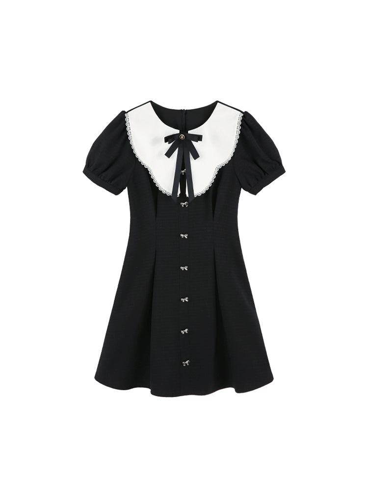 Puff Sleeve Doll Collar Dress