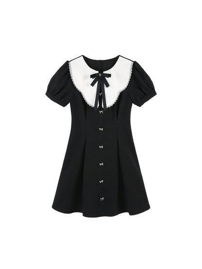 Puff Sleeve Doll Collar Dress