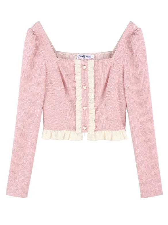 Frilled Heart Cardigan + Lace Frill Skirt