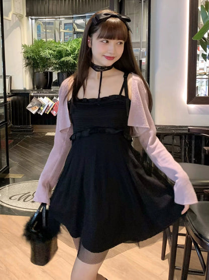 Tutu Sheer Little Black Dot Suspender Dress