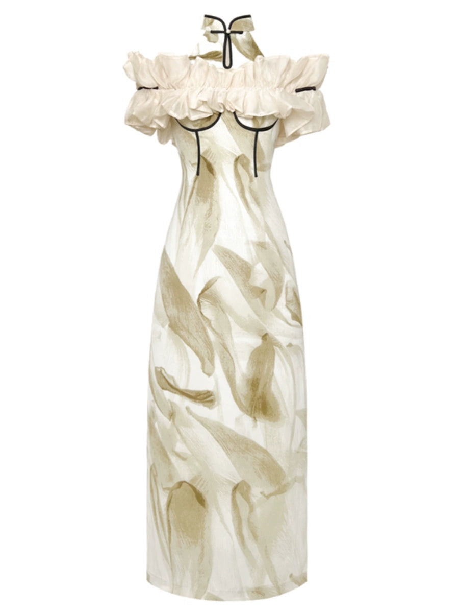 クラシックレトロクリーミーホワイトドレス