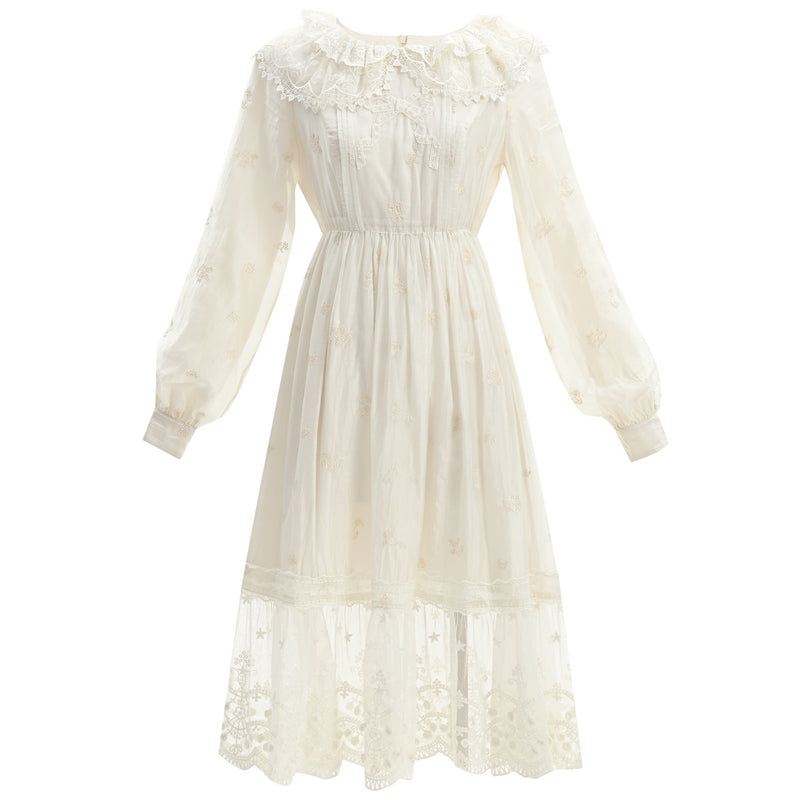 French Coat Embroidered Lace Pendulum Dress Set-Up