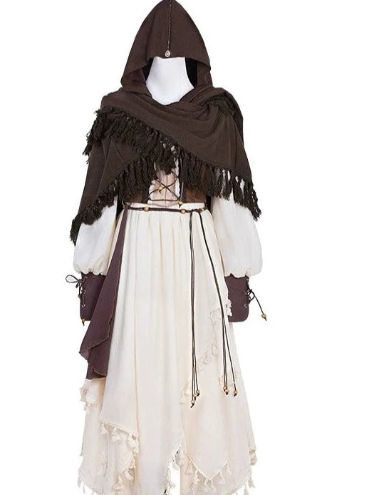 Exotic style dress + vest + cape