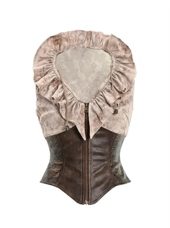 Retro Team Punk Heart Ruffle Collar Tie Dye Vest Top