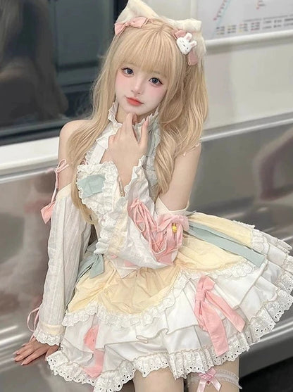Pastel-colored Girly Sweet Lolita Dress + Sleeves [Reserved Item].