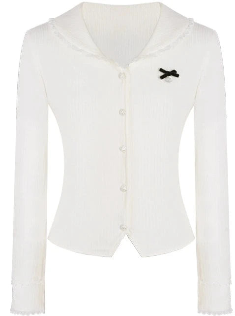 French girl cardigan top + ruffle skirt