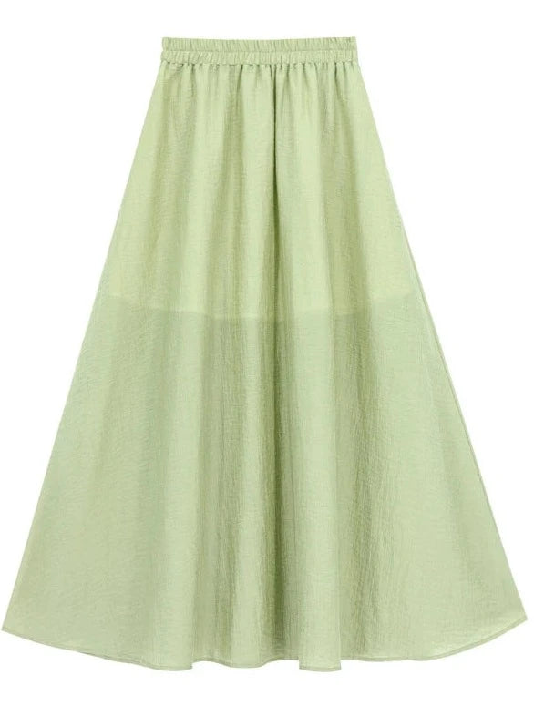 Summer Green Retro China Top + Inner Camisole + Long Skirt