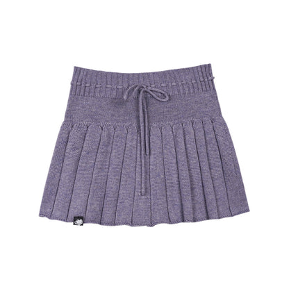 Gray and Purple Knit Suspender Skirt Set