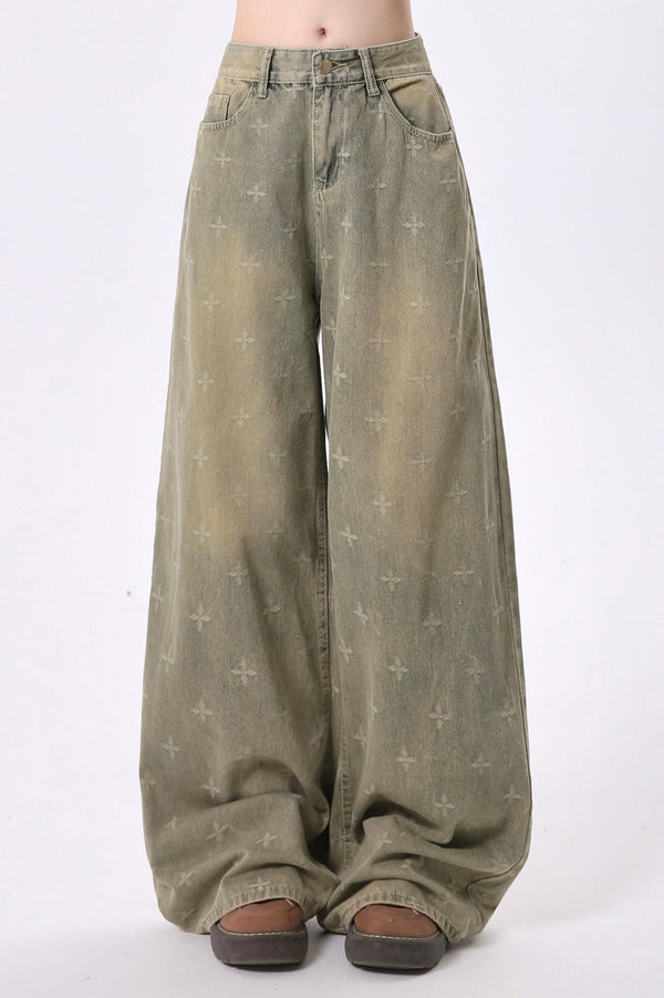 ヴィンテージドージデザインディストレートジーンズ