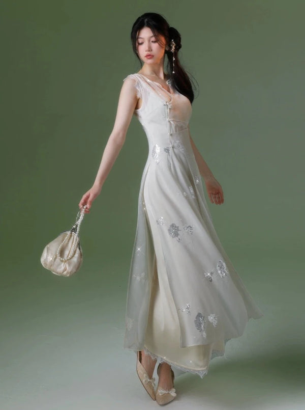 Silver Flower Dress + Shawl