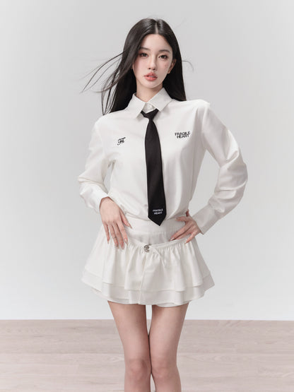 Fragileheart fragile shop do back to sentai pure desire cut-out lace strap embroidery shirt three-piece set