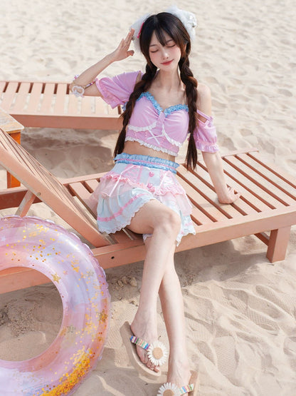 Girly Frill Summer Beach Separate Swimsuit