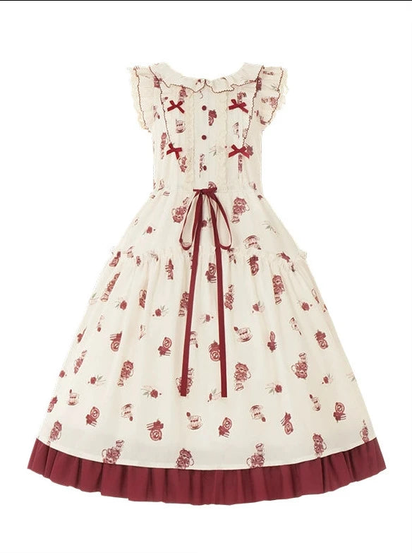 ローズガーデンスリーカラーフラワーティーワンピースドレスセット【予約商品】