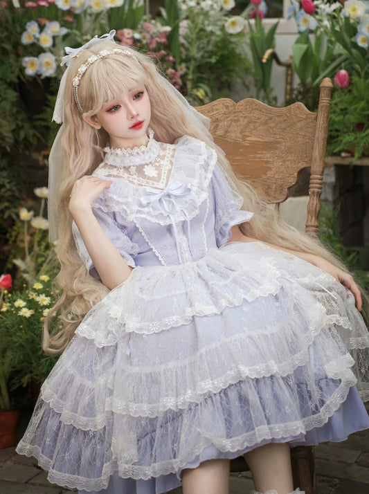 Iris Love Original Lolita OP Skirt Light Cla Elegant Court Style Lolita Princess Dress Puffy Skirt
