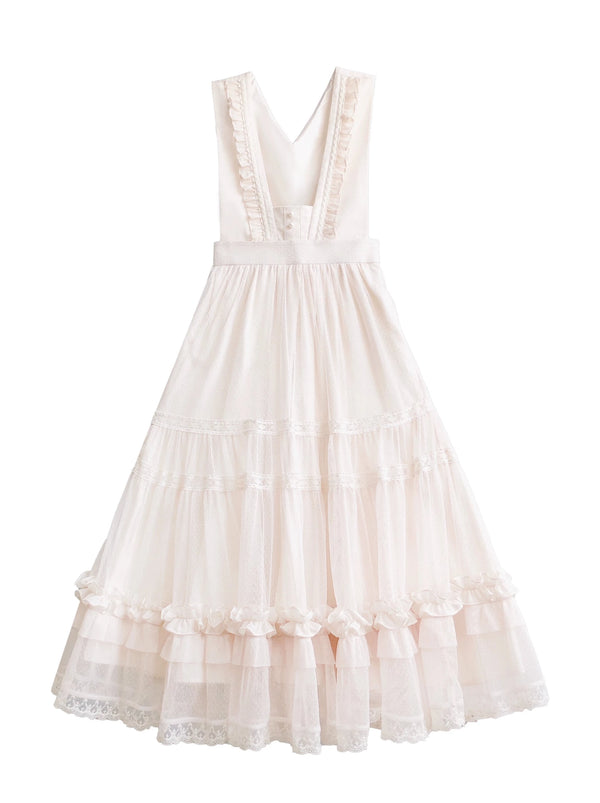 スイートエレガントライトロリータフリルシャツ＋ドットレースサンドレス＋トップリボン＋ウエストリボン【予約商品】