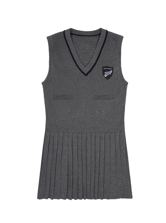 College Knit Pleated Sleeveless Dress