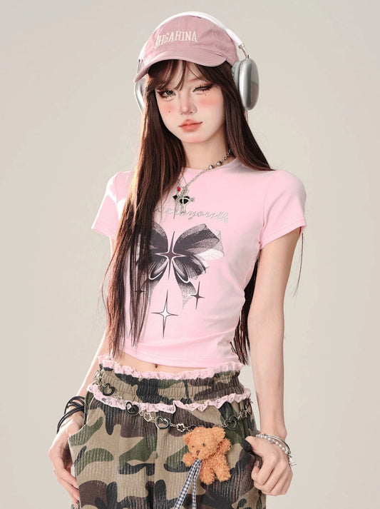 Summer Record Slim Sweet Cropped T-Shirt